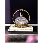 Конфетница из прозрачного рельефного стекла с ручкой и фигуркой лебедя Eden Garden варинант исполнения - 4 | Loft Concept в Самаре