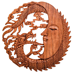 Панно из дерева дракон и луна Panel With Animals варинант исполнения - 1 | Loft Concept в Самаре