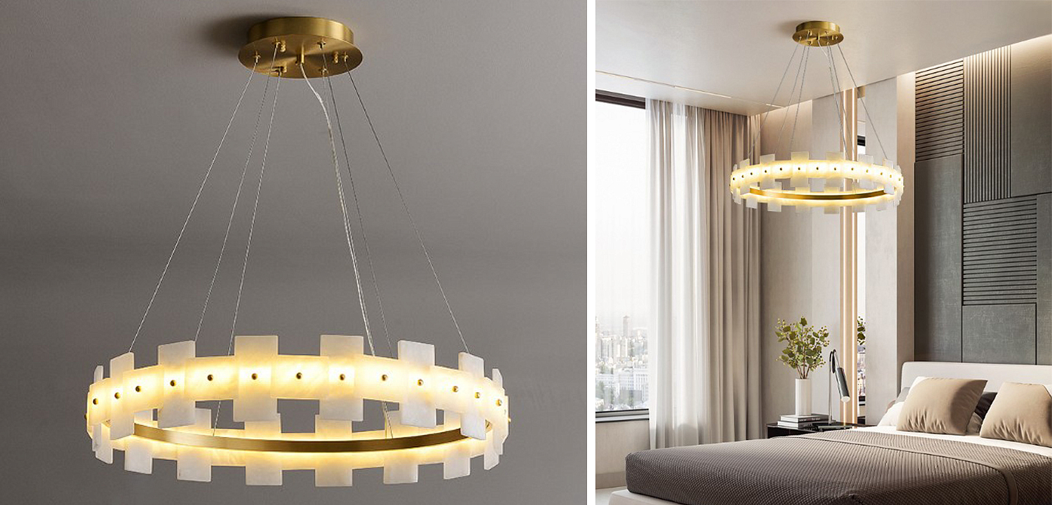 Дизайнерская светодиодная люстра с пластинами из натурального мрамора Marble Plates Chandelier Дизайнерская светодиодная люстра с пластинами из натурального мрамора Marble Plates Chandelier - Loft-Concept в Самаре