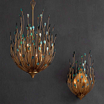 Бра настенное золотое с декором из бирюзовых элементов Peacock Tail варинант исполнения - 4 | Loft Concept в Самаре