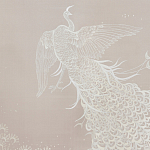 Обои ручная роспись в стиле Арт-деко Whistler Peacocks Special Colourway on Almost Mauve dyed silk варинант исполнения - 1 | Loft Concept в Самаре