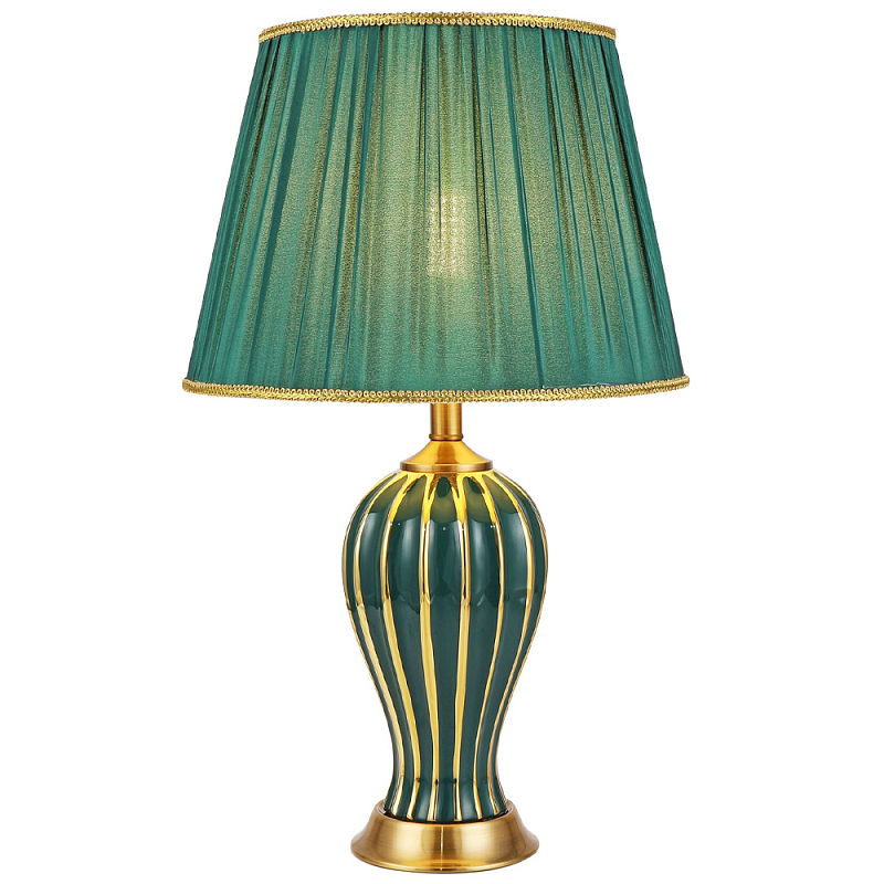 Настольная лампа с абажуром Celestina Green Gold Lampshade Table Lamp Золотой Зеленый Настольная лампа с абажуром Celestina Green Gold Lampshade Table Lamp Золотой Зеленый в Самаре | Loft Concept