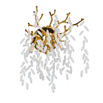 Бра золотого цвета с ветвями и белыми овальными стеклянными подвесками Droplet Chandelier варинант исполнения - 1 | Loft Concept в Самаре