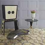 Дизайнерский журнальный столик с круглой столешницей на золотых ножках Risenbix варинант исполнения - 1 | Loft Concept в Самаре