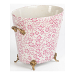 Кашпо из белого фарфора с розовым цветочным орнаментом Eden Garden варинант исполнения - 2 | Loft Concept в Самаре