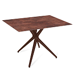 Стол обеденный с коричневой прямоугольной столешницей из керамики на четырех пластиковых ножках Brown Ceramics варинант исполнения - 1 | Loft Concept в Самаре