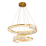 Светодиодная двухъярусная кольцевая люстра из хрусталя и стали и с пультом для регулировки света Maude Crystal Light варинант исполнения - 4 | Loft Concept в Самаре