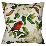 Декоративная подушка бежевая с изображением птиц и цветов Blooming Birds варинант исполнения - 1 | Loft Concept в Самаре