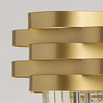 Люстра цвета матового золота с металлическими лентами и длинными прозрачными подвесками Gilded Waves варинант исполнения - 7 | Loft Concept в Самаре