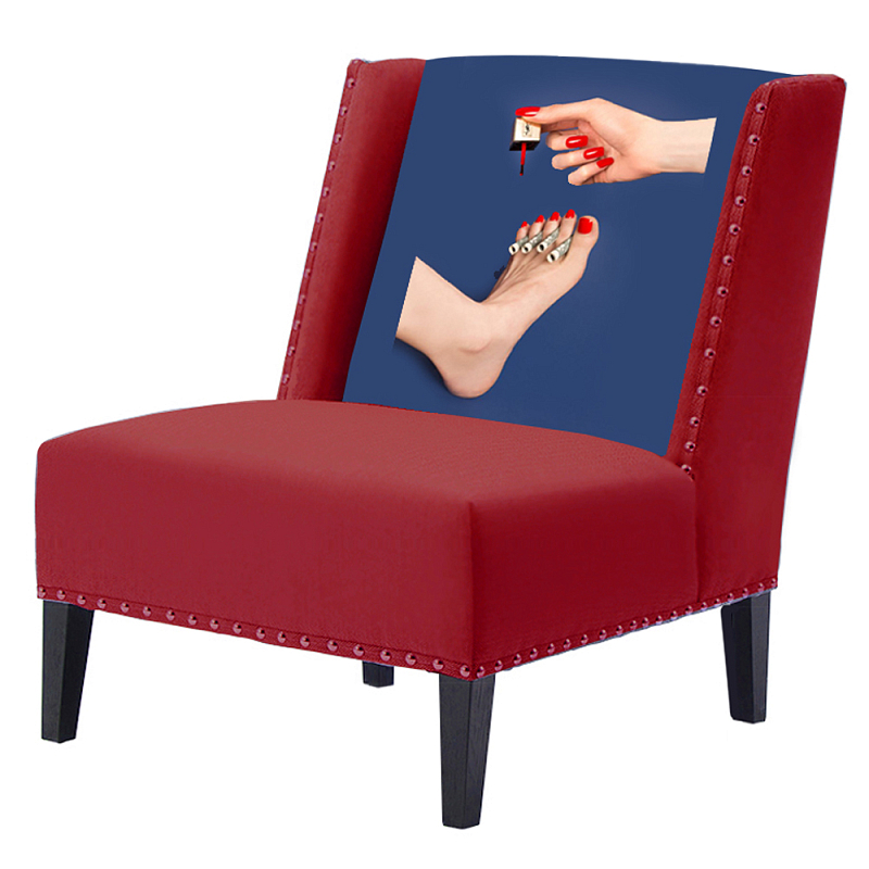 FUN Armchair "Pedicure" Red Дизайнерское кресло с цветным принтом Бургундский красный Сапфирово-синий в Самаре | Loft Concept 