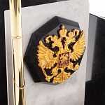 Настольный письменный набор из мрамора и змеевика с гербом России Marble Accessory варинант исполнения - 3 | Loft Concept в Самаре