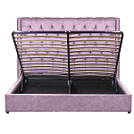 Кровать двуспальная фиолетовая с основанием из массива дерева с мягким изголовьем Velour Beds варинант исполнения - 3 | Loft Concept в Самаре