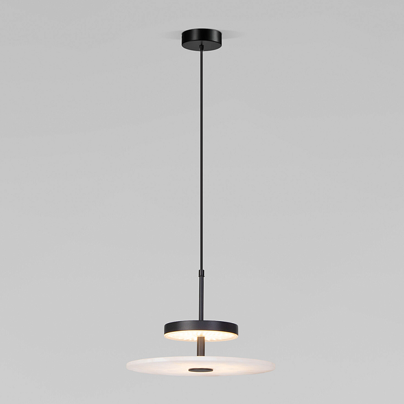 Светодиодный подвесной светильник черный с мраморным рассеивателем Черный Белый Мрамор Bianco в Самаре | Loft Concept 