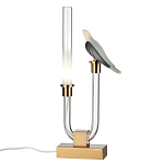 Настольная лампа с прозрачной трубкой и декоративной фигуркой птицы на бронзовой подставке Ganthea варинант исполнения - 2 | Loft Concept в Самаре