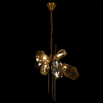 Люстра подвесная со стеклянными плафонами из дымчатого и золотистого с тремя вертикальными подвесками Gilded Mirage  варинант исполнения - 3 | Loft Concept в Самаре