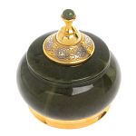 Икорница с крышкой с гравировкой из натурального камня Нефрит Decorative Cavair Dishes варинант исполнения - 4 | Loft Concept в Самаре