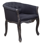 Кресло низкое в стиле прованс Черный Лен Louis French Armchair  варинант исполнения - 1 | Loft Concept в Самаре