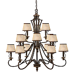Люстра бронзового цвета с бежевыми абажурами из органзы в классическом стиле Hinkley варинант исполнения - 1 | Loft Concept в Самаре