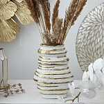 Ваза белая с рельефной поверхностью и золотыми полосами Vase Beehive варинант исполнения - 5 | Loft Concept в Самаре