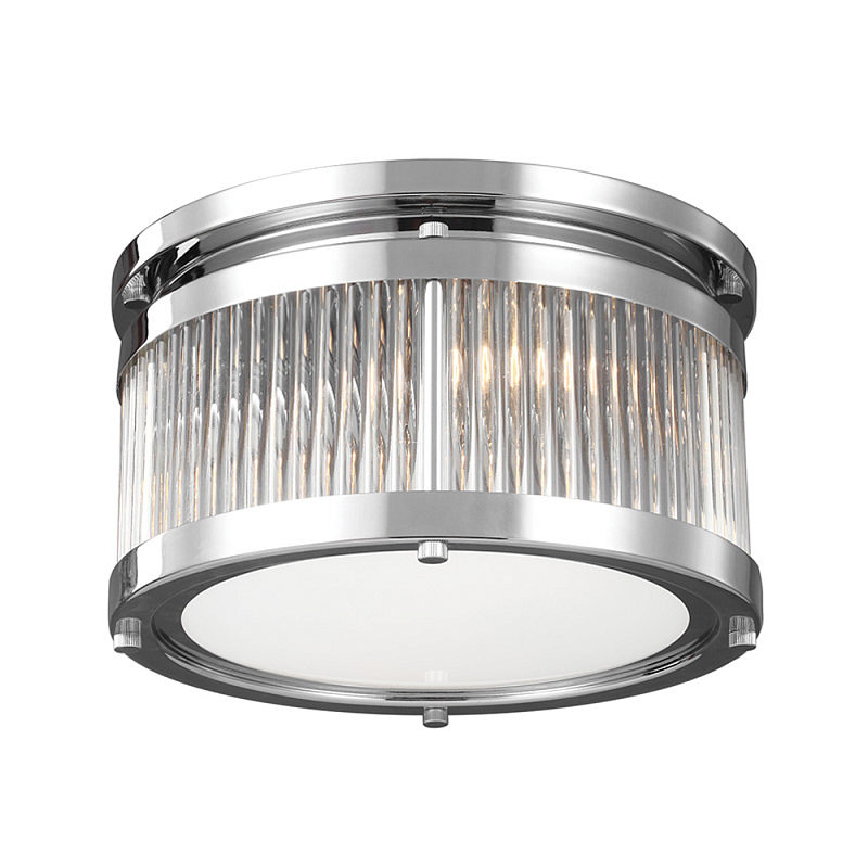Потолочный светильник с цилиндрическим плафоном из рифленого прозрачного стекла Feiss Прозрачный Хром в Самаре | Loft Concept 