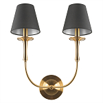 Бра с металлическим основанием бронзового цвета и 2-мя черными конусовидными абажурами Dignity варинант исполнения - 3 | Loft Concept в Самаре