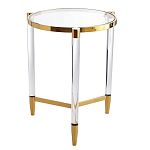 Золотой приставной столик с круглой стеклянной столешницей Weightless Table варинант исполнения - 3 | Loft Concept в Самаре