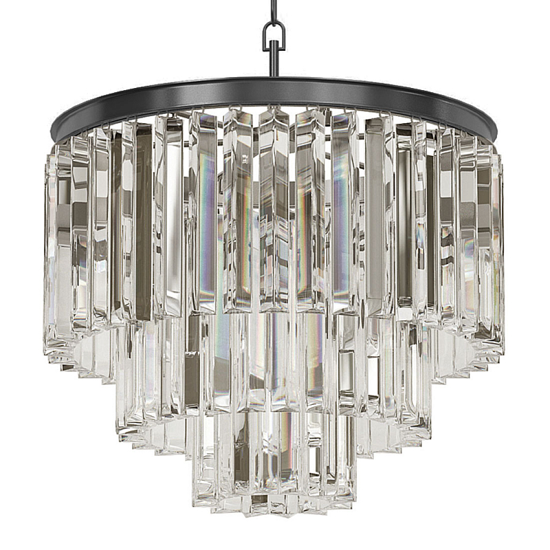 Люстра Odeon Clear Glass Fringe Chandelier - 3 rings Черный в Самаре | Loft Concept 