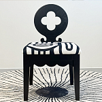 Дизайнерский стул с круглой деревянной спинкой Black and White Clover варинант исполнения - 2 | Loft Concept в Самаре