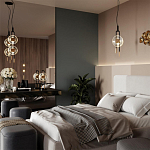 Подвесной светильник с черным основанием и золотистым декором Bruno варинант исполнения - 5 | Loft Concept в Самаре