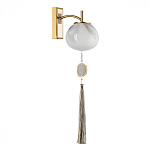 Бра с шарообразным плафоном из белого стекла с подвеской из камня Agatelle варинант исполнения - 1 | Loft Concept в Самаре