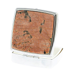 Таблетница карманная квадратная с 2-мя отделениями с зеркалом и накладкой из натурального камня Пегматит Silver Stone Pillboxes варинант исполнения - 2 | Loft Concept в Самаре