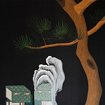 Обои ручная роспись The Art of Learning and Steps for the Flowers by Teo Yang Original colourway on Pitch dyed silk варинант исполнения - 2 | Loft Concept в Самаре