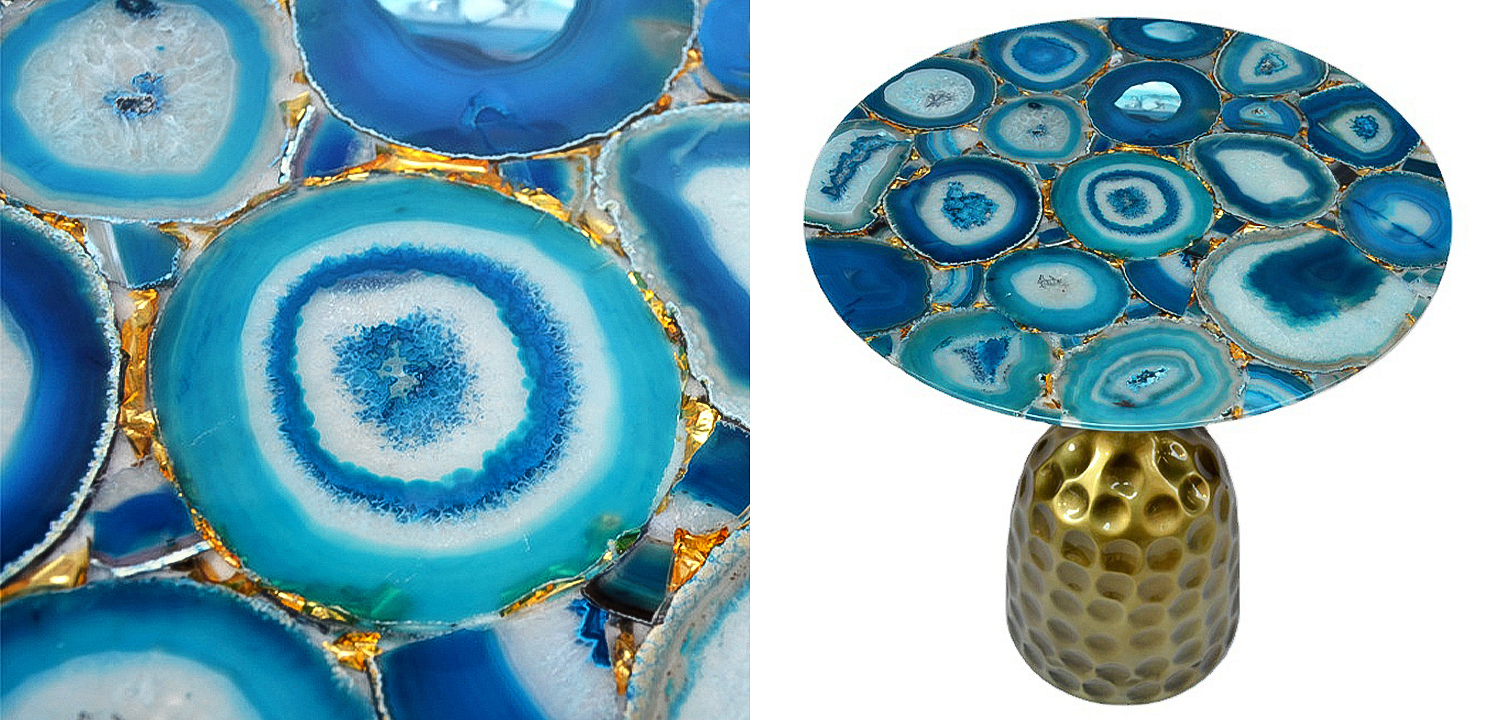 Приставной стол Cluster Surface Blue Agate Side Table Приставной стол Cluster Surface Blue Agate Side Table - Loft-Concept в Самаре