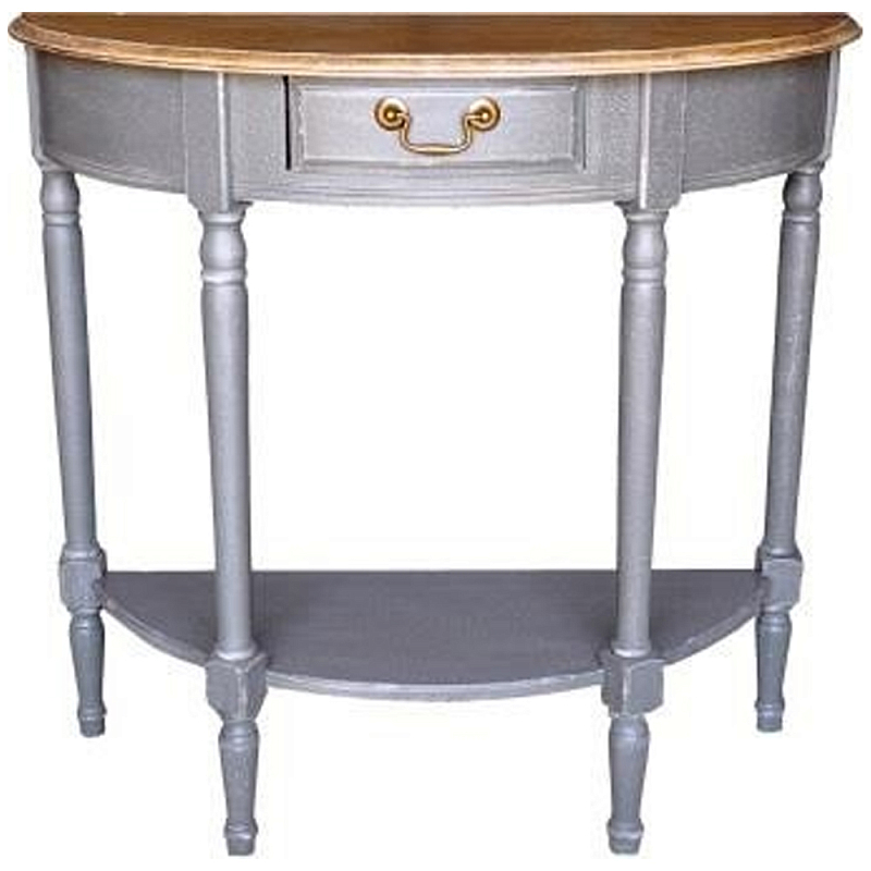 Полукруглая консоль в стиле прованс серая Margery Provence Grey Console Серый Дуб темный в Самаре | Loft Concept 