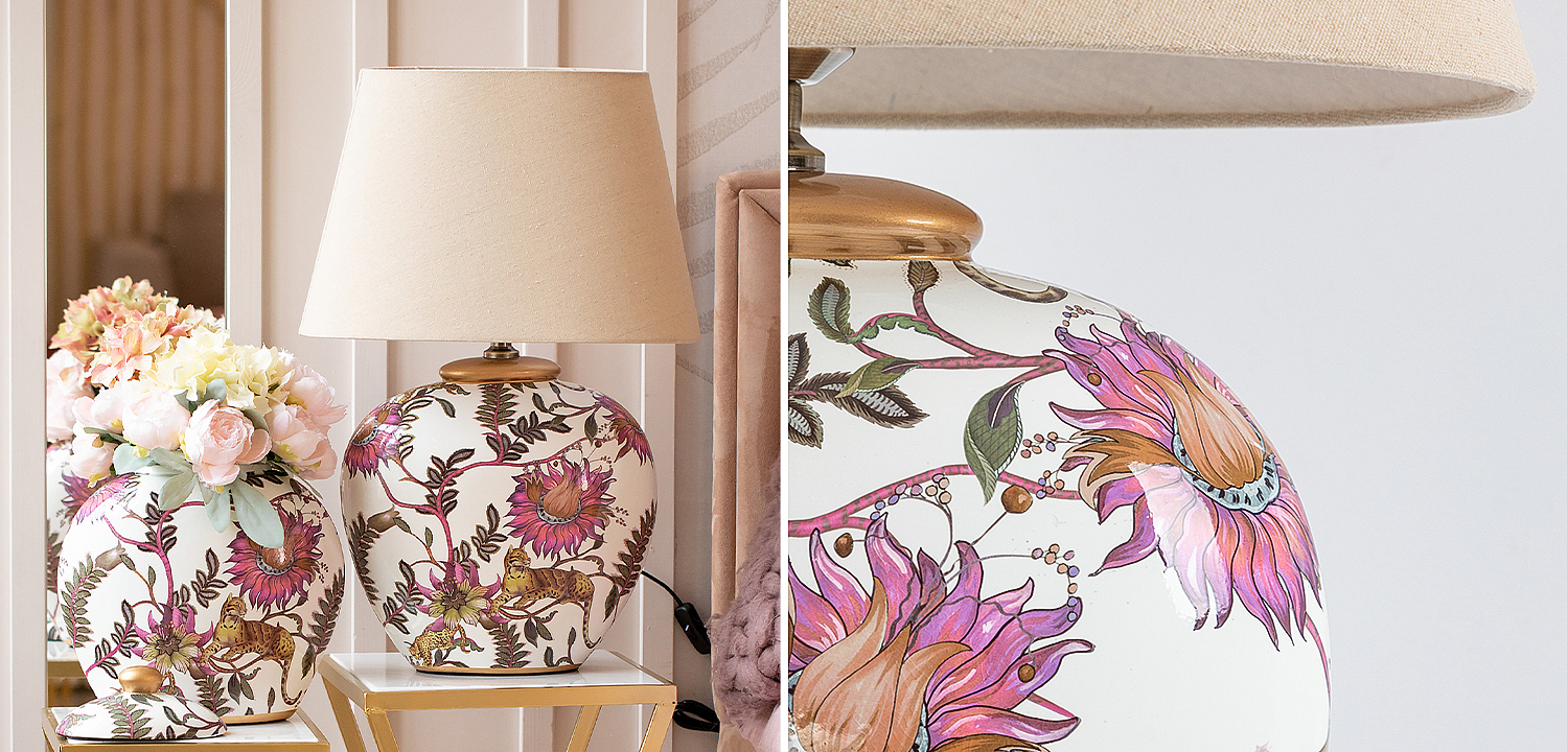 Настольная лампа с абажуром Leopard Flowers Lampshade Настольная лампа с абажуром Leopard Flowers Lampshade - Loft-Concept в Самаре