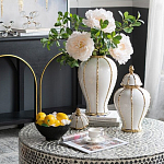 Ваза с золотыми полосами на белом фоне Chinoiserie Ceramics варинант исполнения - 3 | Loft Concept в Самаре