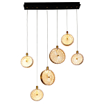 Подвесной светильник с плафонами из рельефного стекла Peony Glass Bronze Six варинант исполнения - 2 | Loft Concept в Самаре