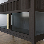 Витрина Primo со стеклянными фасадами и 2 ящиками Темный орех варинант исполнения - 3 | Loft Concept в Самаре