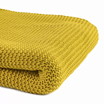 Плед из хлопка жемчужной вязки горчичного цвета Waffle Comfort варинант исполнения - 2 | Loft Concept в Самаре