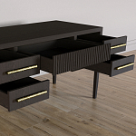 Большой Рабочий стол Primo с 5 выдвижными ящиками Темный орех варинант исполнения - 5 | Loft Concept в Самаре