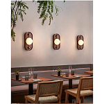 Настенный светильник овальный с деревянным основанием Wood Wall Lamp варинант исполнения - 1 | Loft Concept в Самаре