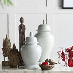 Ваза белая с крышкой однотонная Chinoiserie Ceramics варинант исполнения - 4 | Loft Concept в Самаре