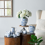 Ваза округлой формы с синим цветочным узором Blue & White Ornament  варинант исполнения - 4 | Loft Concept в Самаре