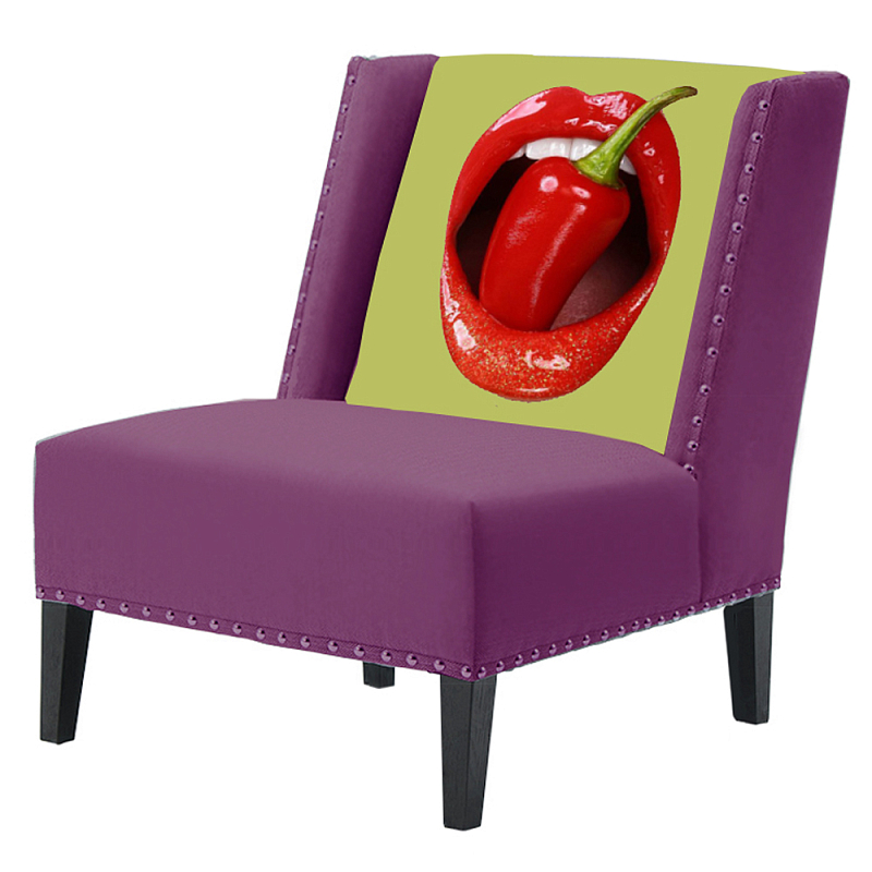 FUN Armchair "Chili Pepper" Purple  Дизайнерское кресло с цветным принтом Баклажан в Самаре | Loft Concept 