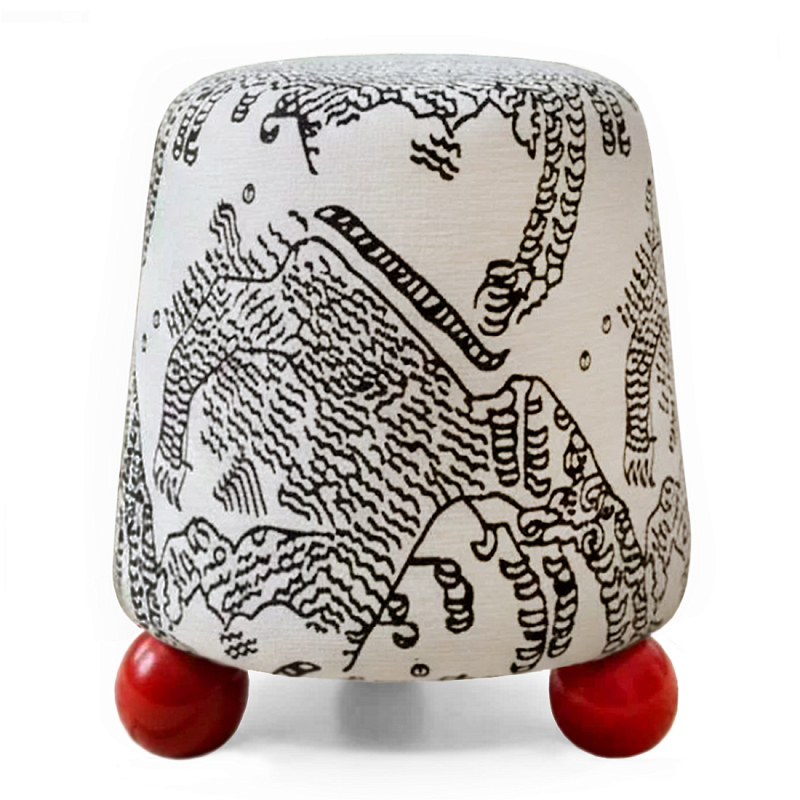 Пуф Wakonda Черно-Белый с красными ножками Белый Черный Красный в Самаре | Loft Concept 