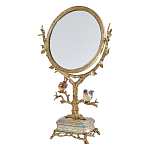 Зеркало с бронзовой подставкой в виде дерева и фарфоровыми птичками на голубом основании Eden Garden варинант исполнения - 1 | Loft Concept в Самаре