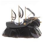 Часы настольные в виде парусника из натурального камня Обсидиан Sailboat Stone Clock варинант исполнения - 6 | Loft Concept в Самаре