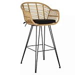 Стул барный с ротанговым плетением Half Bar Chair with Wicker с подлокотниками варинант исполнения - 2 | Loft Concept в Самаре