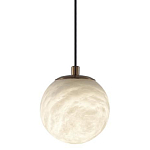 Подвесной светильник с шарообразным плафоном из белого алебастра Cryptocrystalline Stone варинант исполнения - 1 | Loft Concept в Самаре