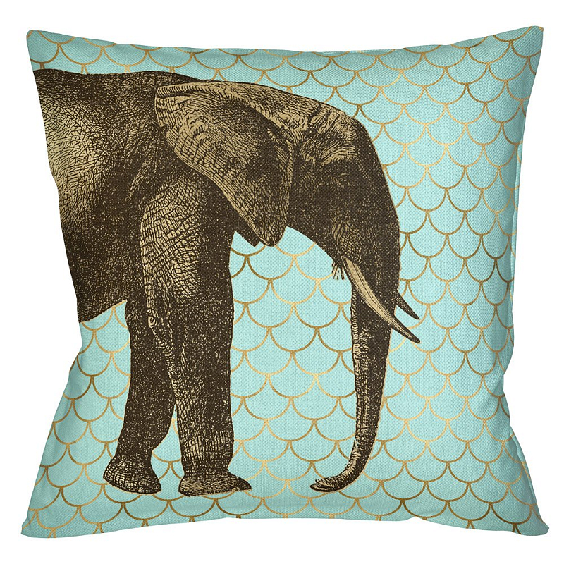 Подушка Safari light blue elephant Бирюзовый Глянцевое золото Подушка Safari light blue elephant Бирюзовый Глянцевое золото в Самаре | Loft Concept